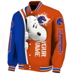 custom boise state broncos snoopy head orange varsity jacket best selling