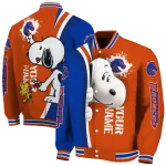 custom boise state broncos snoopy head orange varsity jacket best selling