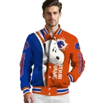 custom boise state broncos snoopy head orange varsity jacket best selling