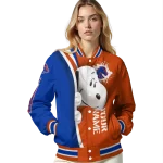 custom boise state broncos snoopy head orange varsity jacket best selling