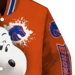 custom boise state broncos snoopy head orange varsity jacket best selling