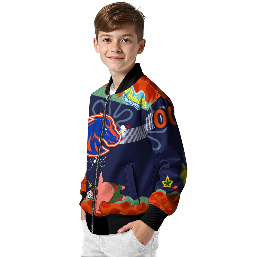 custom boise state broncos spongebob playtime orange blue bomber jacket trendy custom boise state broncos spongebob playtime orange blue bomber jacket trendy