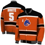 custom boise state broncos stripe statement orange black varsity jacket best selling