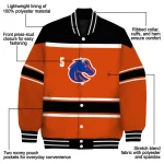 custom boise state broncos stripe statement orange black varsity jacket best selling