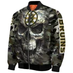custom boston bruins camouflage skull camouflage bomber jacket best selling