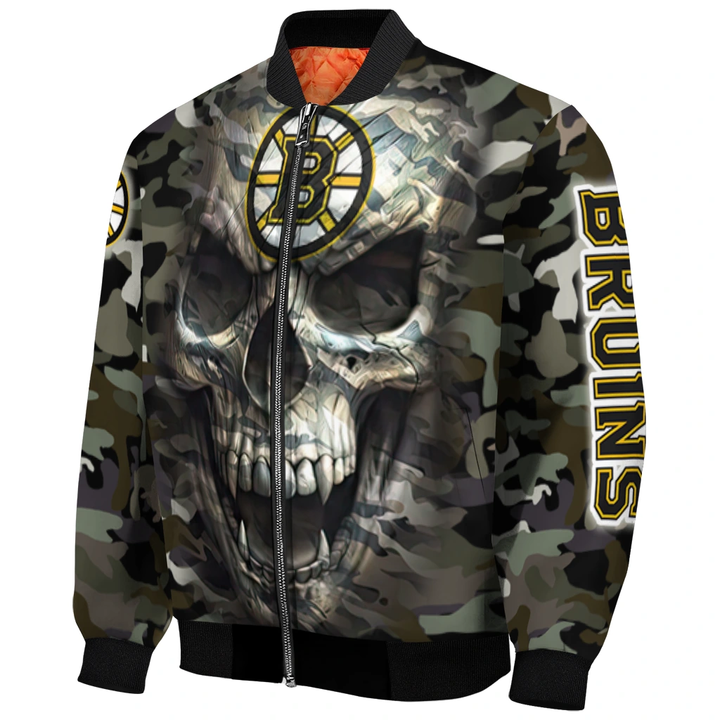 custom boston bruins camouflage skull camouflage bomber jacket fashion forward custom boston bruins camouflage skull camouflage bomber jacket fashion forward
