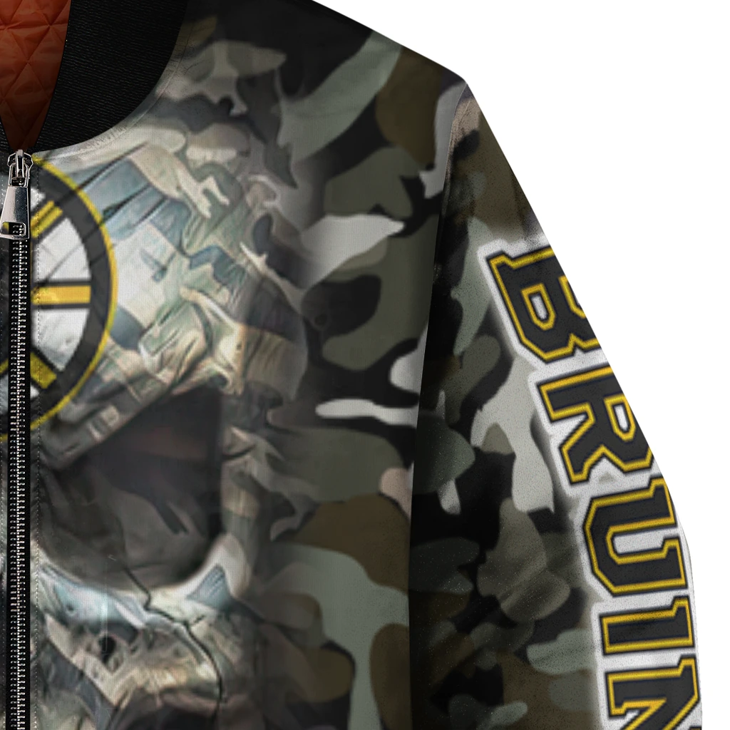 custom boston bruins camouflage skull camouflage bomber jacket premium grade custom boston bruins camouflage skull camouflage bomber jacket premium grade