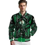 custom boston celtics antlers motif green black varsity jacket best selling