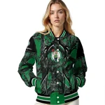 custom boston celtics antlers motif green black varsity jacket best selling