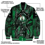 custom boston celtics antlers motif green black varsity jacket best selling