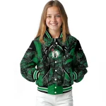 custom boston celtics antlers motif green black varsity jacket best selling
