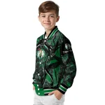 custom boston celtics antlers motif green black varsity jacket best selling