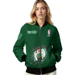 custom boston celtics claw slash green bomber jacket best selling