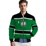 custom boston celtics stripe statement green black bomber jacket best selling