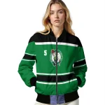 custom boston celtics stripe statement green black bomber jacket best selling