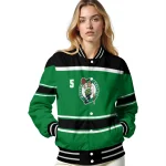 custom boston celtics stripe statement green black varsity jacket best selling