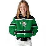 custom boston celtics stripe statement green black varsity jacket best selling