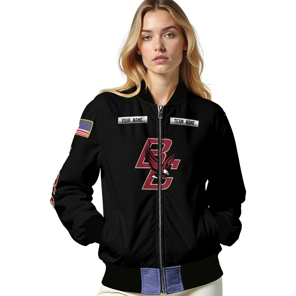 custom boston college eagles american flag skull black bomber jacket latest model custom boston college eagles american flag skull black bomber jacket latest model
