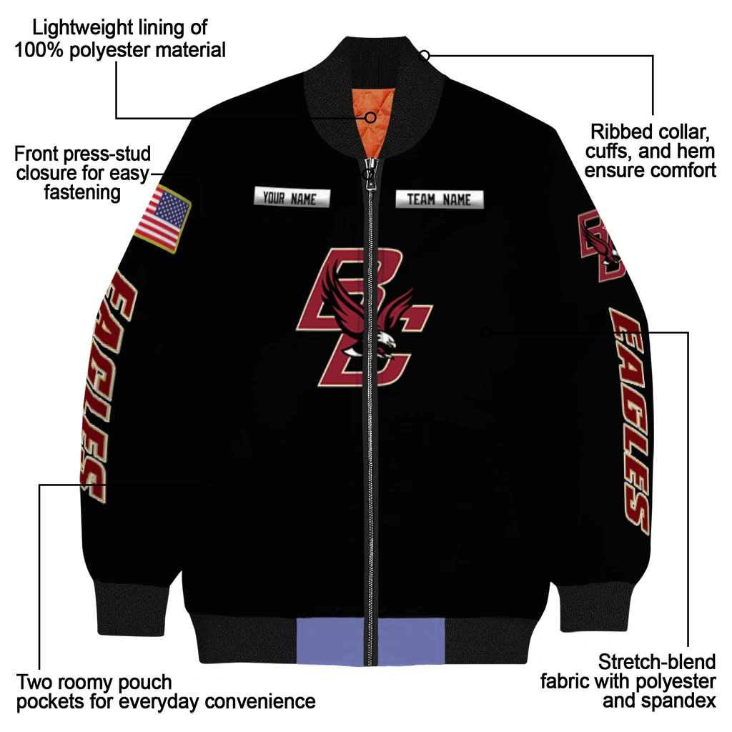 custom boston college eagles american flag skull black bomber jacket new arrival custom boston college eagles american flag skull black bomber jacket new arrival