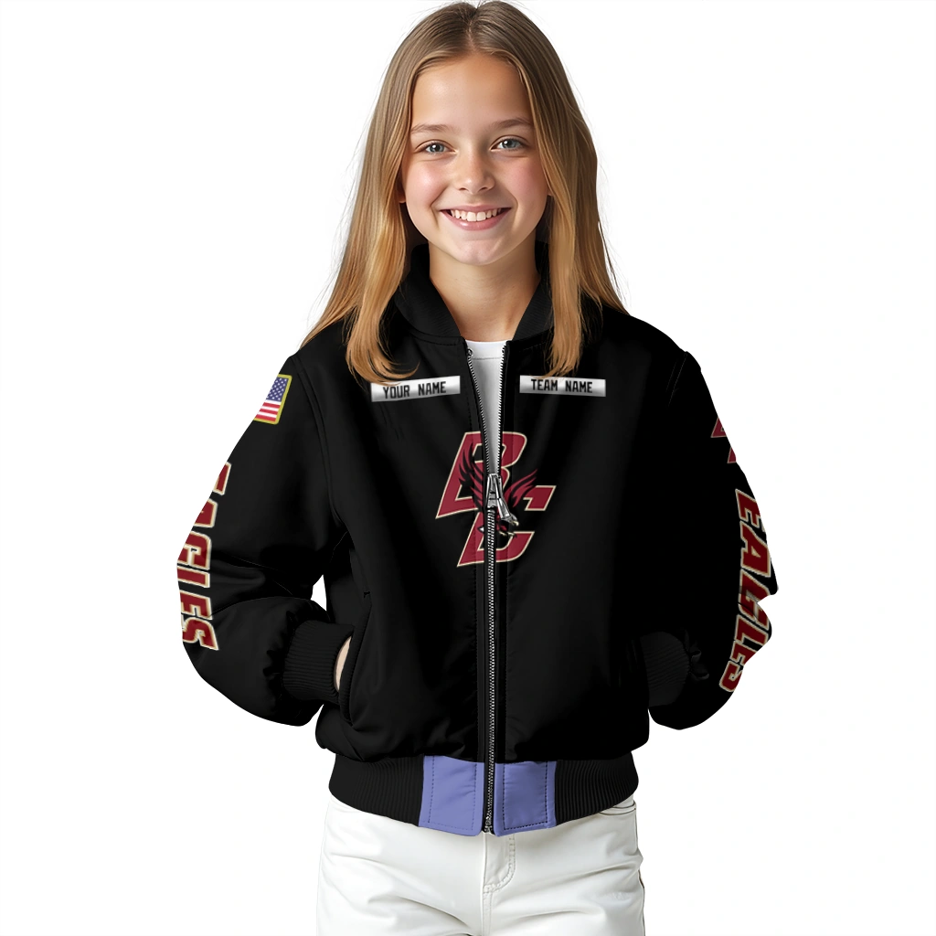 custom boston college eagles american flag skull black bomber jacket top rated custom boston college eagles american flag skull black bomber jacket top rated