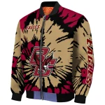 custom boston college eagles burst splatter maroon bomber jacket best selling