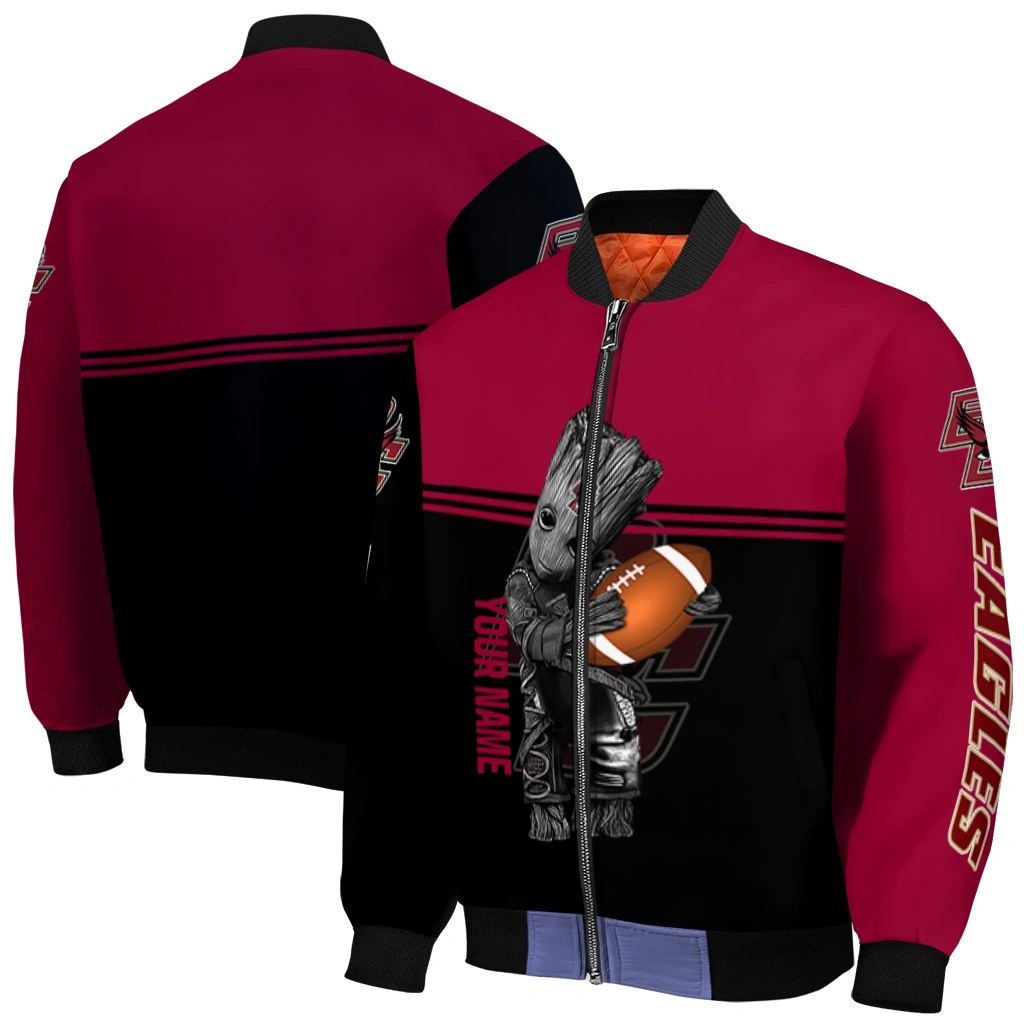 custom boston college eagles groot football maroon black bomber jacket best selling custom boston college eagles groot football maroon black bomber jacket best selling