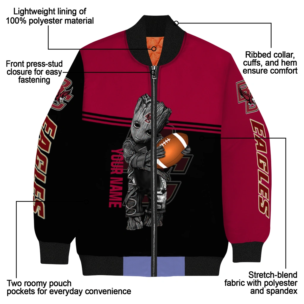 custom boston college eagles groot football maroon black bomber jacket new arrival custom boston college eagles groot football maroon black bomber jacket new arrival