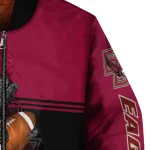 custom boston college eagles groot football maroon black bomber jacket best selling
