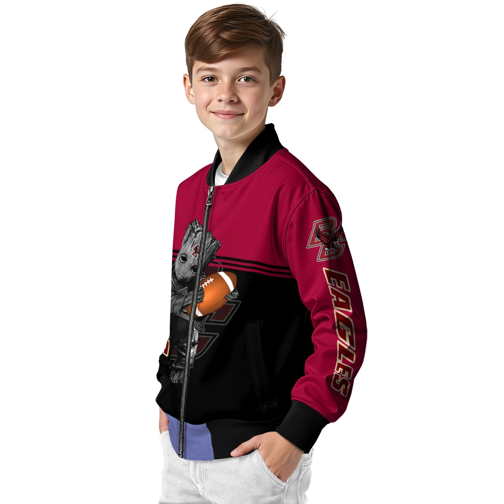 custom boston college eagles groot football maroon black bomber jacket trendy custom boston college eagles groot football maroon black bomber jacket trendy