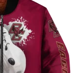 custom boston college eagles snoopy head maroon bomber jacket best selling