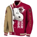 custom boston college eagles snoopy head maroon varsity jacket best selling