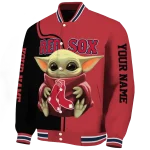 custom boston red sox adorable yoda red black varsity jacket best selling