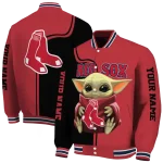 custom boston red sox adorable yoda red black varsity jacket best selling