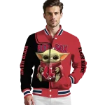 custom boston red sox adorable yoda red black varsity jacket best selling