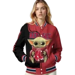 custom boston red sox adorable yoda red black varsity jacket best selling