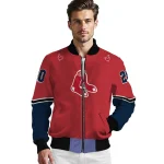 custom boston red sox chevron style red bomber jacket best selling