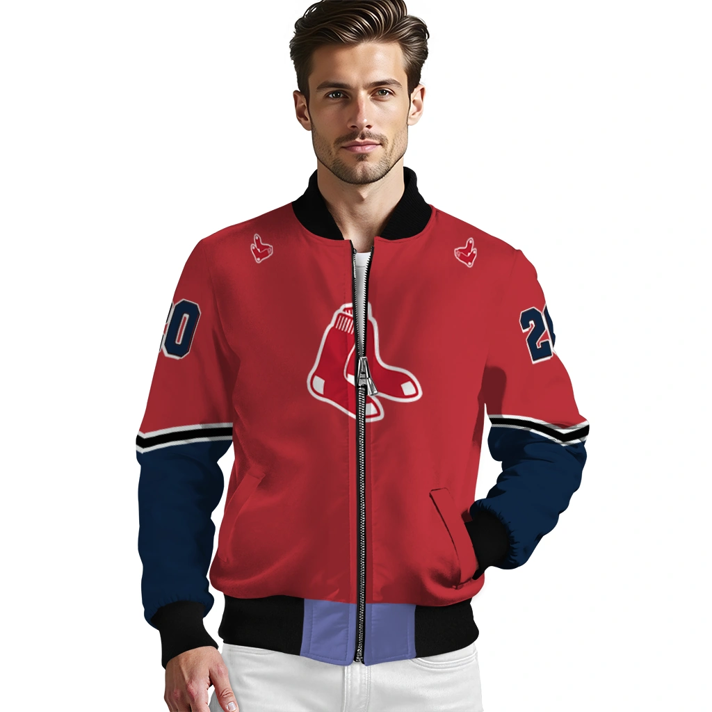 custom boston red sox chevron style red bomber jacket high quality custom boston red sox chevron style red bomber jacket high quality