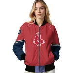 custom boston red sox chevron style red bomber jacket best selling