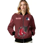 custom boston red sox claw gash red bomber jacket best selling