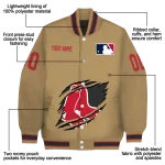custom boston red sox claw swipe beige varsity jacket best selling