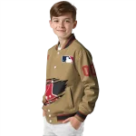 custom boston red sox claw swipe beige varsity jacket best selling