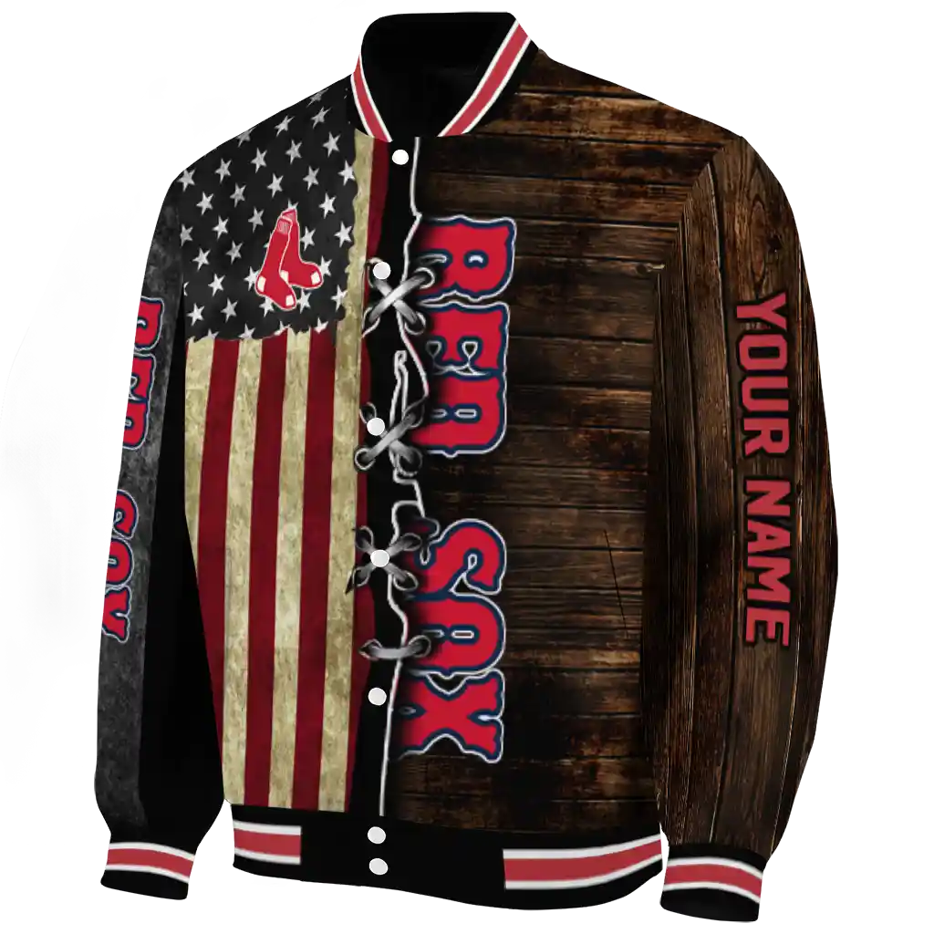 custom boston red sox flag wood brown varsity jacket best selling custom boston red sox flag wood brown varsity jacket best selling