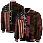 custom boston red sox flag wood brown varsity jacket best selling