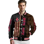 custom boston red sox flag wood brown varsity jacket best selling