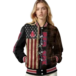 custom boston red sox flag wood brown varsity jacket best selling