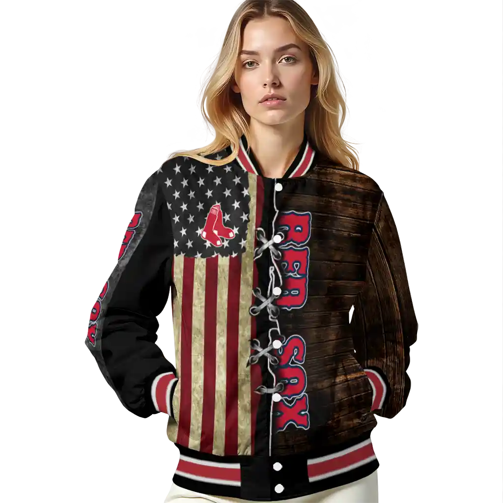 custom boston red sox flag wood brown varsity jacket latest model custom boston red sox flag wood brown varsity jacket latest model