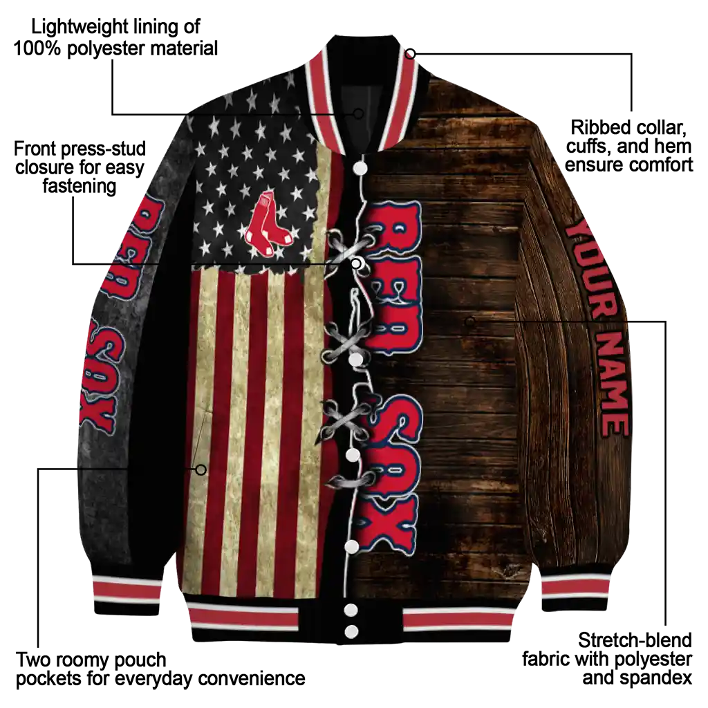 custom boston red sox flag wood brown varsity jacket new arrival custom boston red sox flag wood brown varsity jacket new arrival