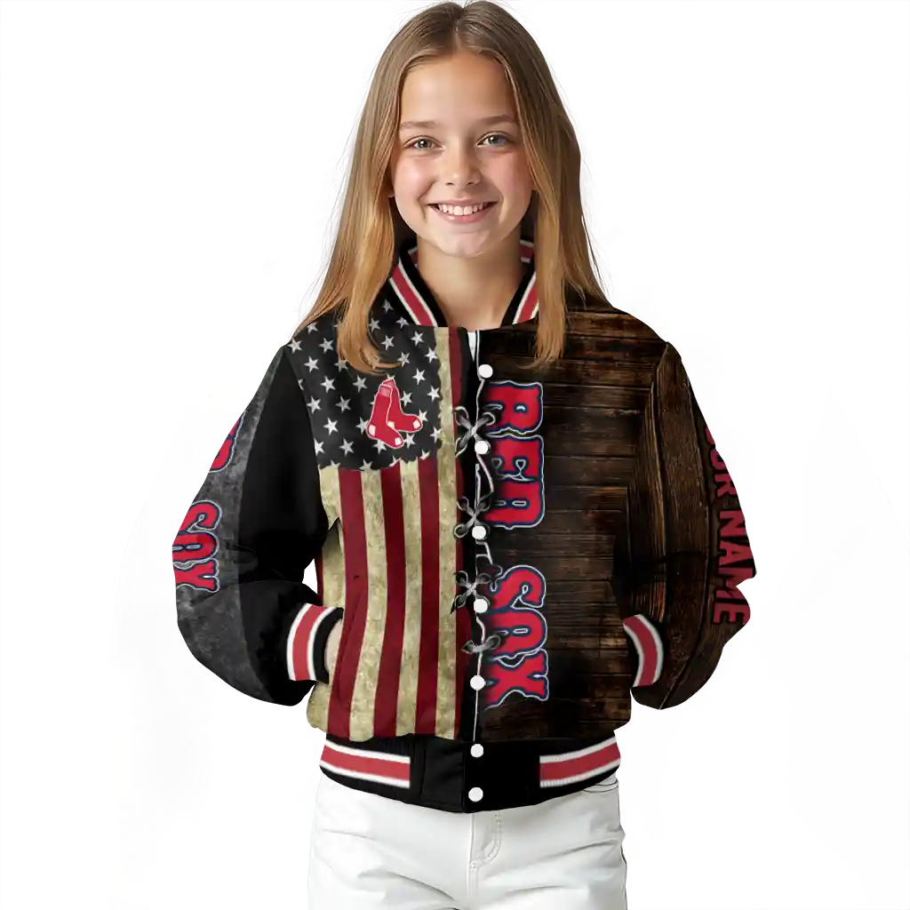 custom boston red sox flag wood brown varsity jacket top rated custom boston red sox flag wood brown varsity jacket top rated
