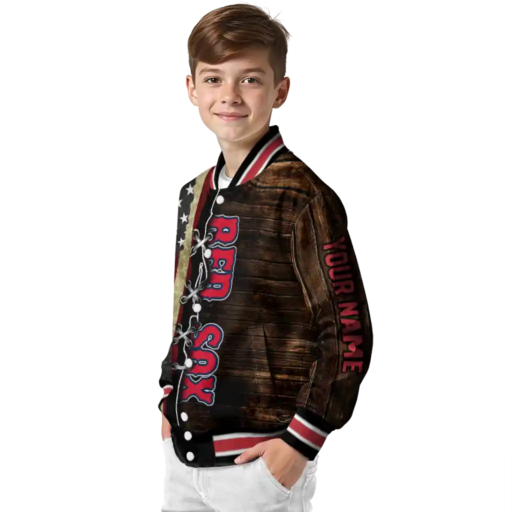 custom boston red sox flag wood brown varsity jacket trendy custom boston red sox flag wood brown varsity jacket trendy
