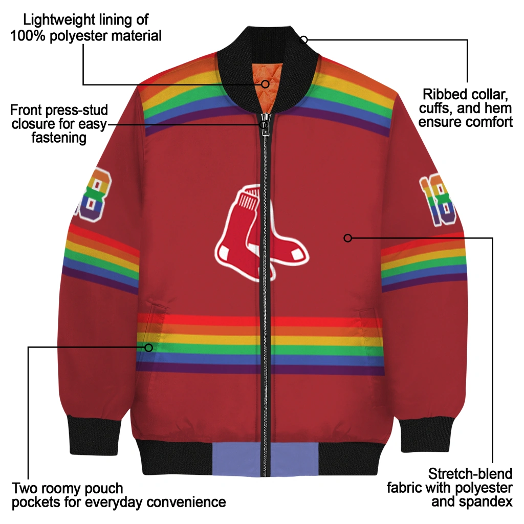 custom boston red sox rainbow jersey number red bomber jacket new arrival custom boston red sox rainbow jersey number red bomber jacket new arrival